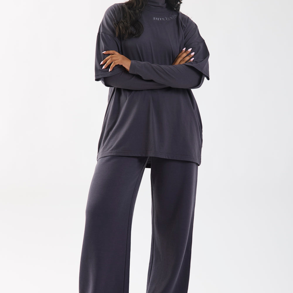 
                      
                        Dark Grey Embroidered Wide Leg Joggers
                      
                    