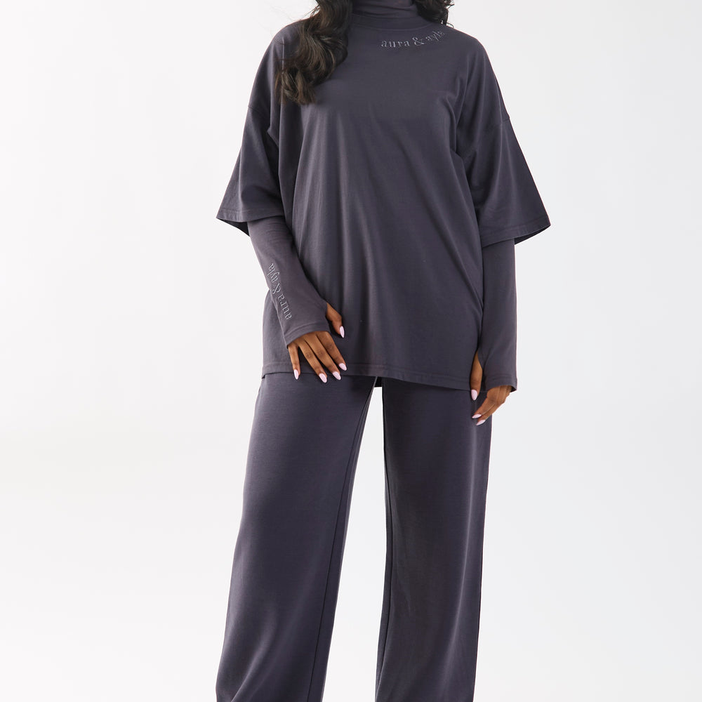 
                      
                        Dark Grey Embroidered Half Sleeve Oversized T-Shirt
                      
                    