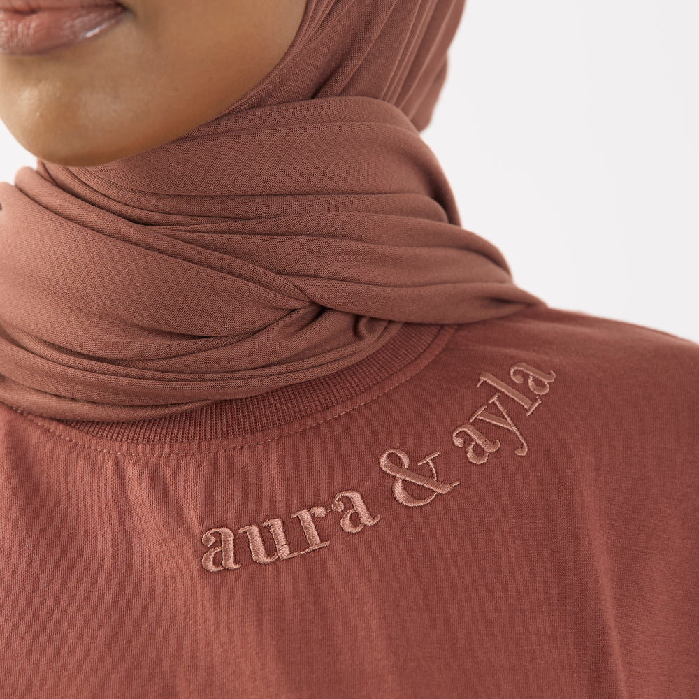 
                      
                        Copper Brown Embroidered Half Sleeve Oversized T-Shirt
                      
                    