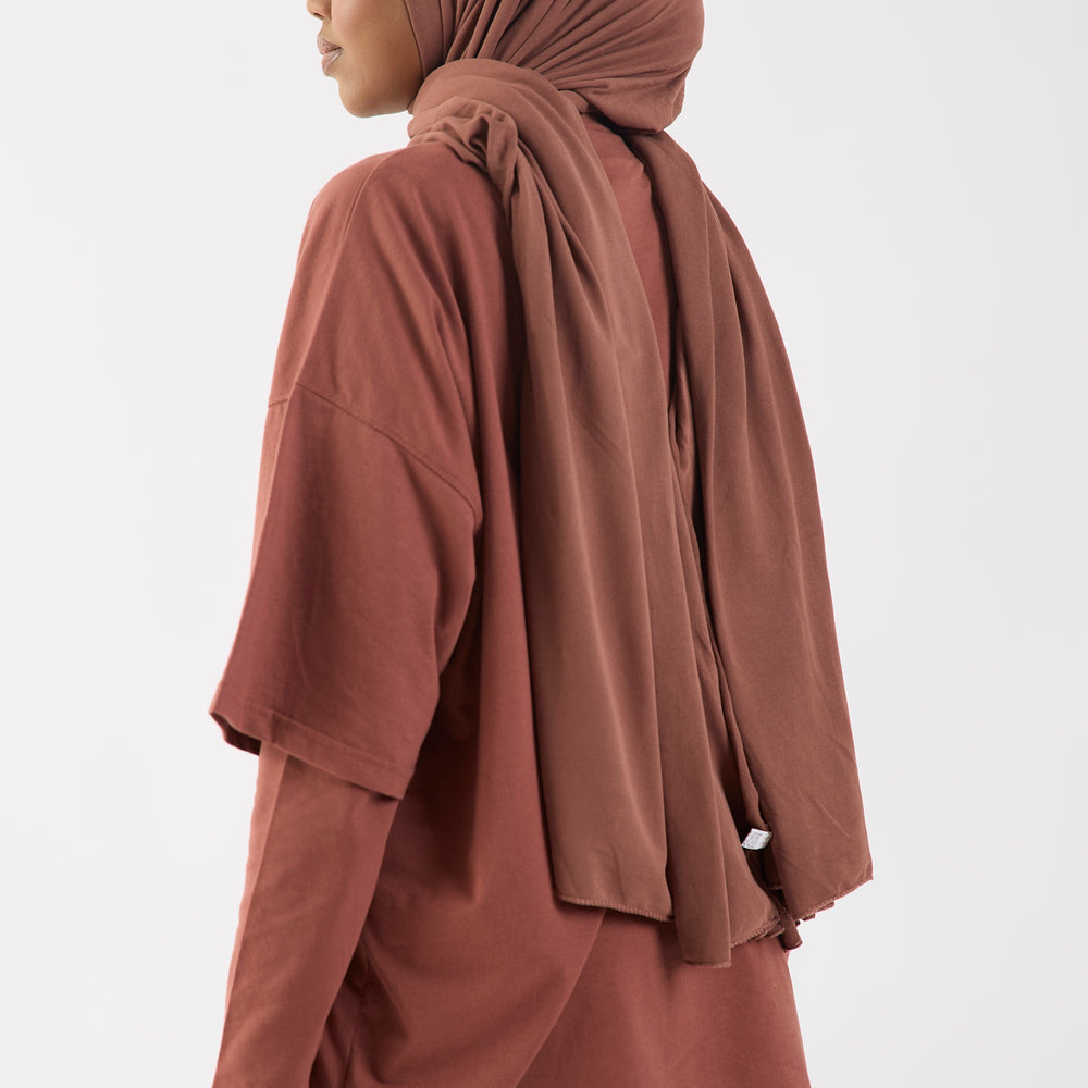 Copper Brown Embroidered Half Sleeve Oversized T-Shirt