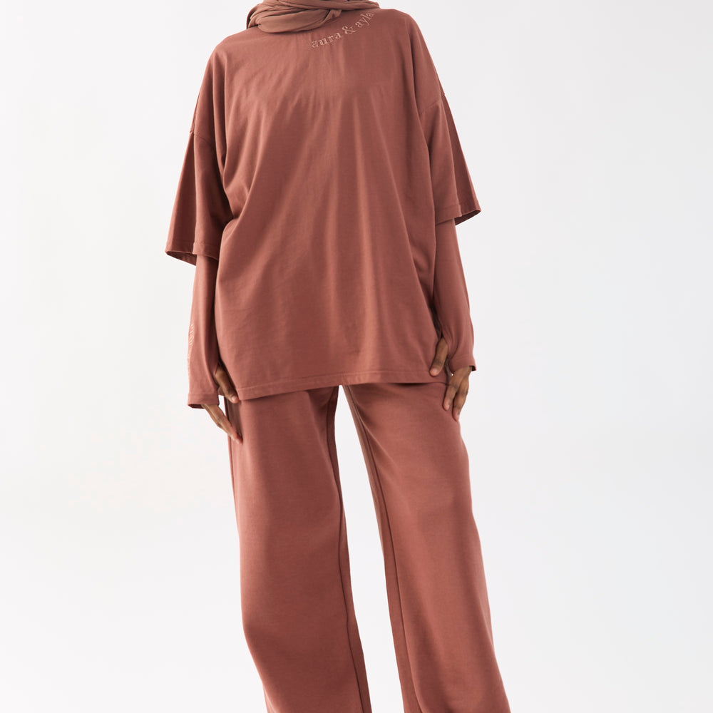 
                      
                        Copper Brown Embroidered Half Sleeve Oversized T-Shirt
                      
                    