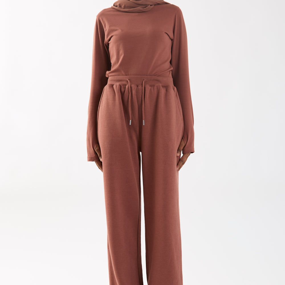 Copper Brown Embroidered High Neck Top