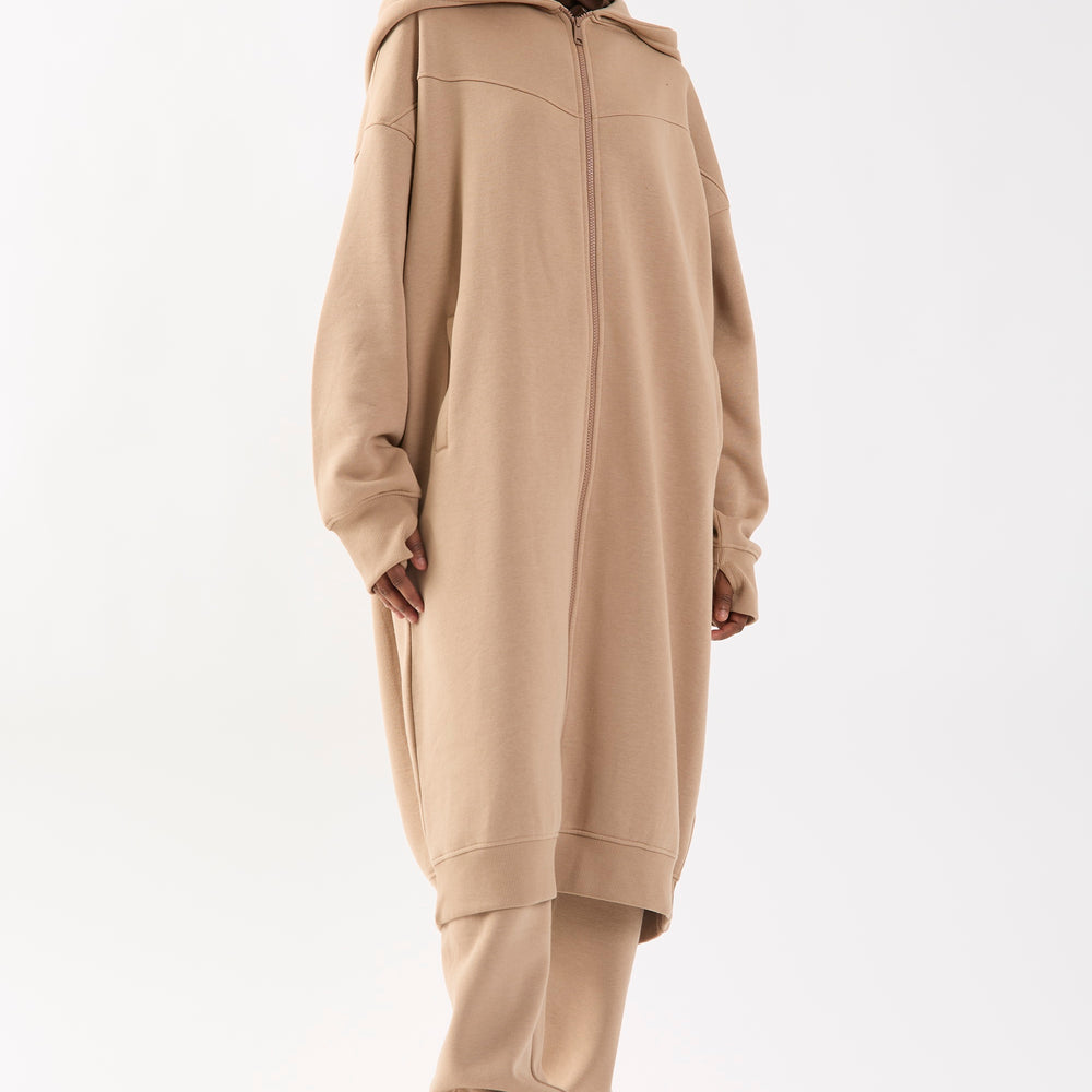 
                      
                        Camel Embroidered Longline Midi Oversized Zip Hoodie
                      
                    