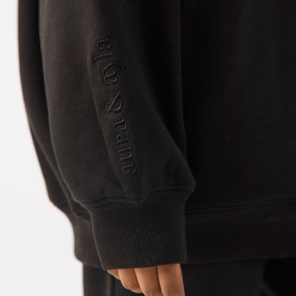 
                      
                        Black Embroidered Oversized Quarter Zip Longline Sweatshirt
                      
                    