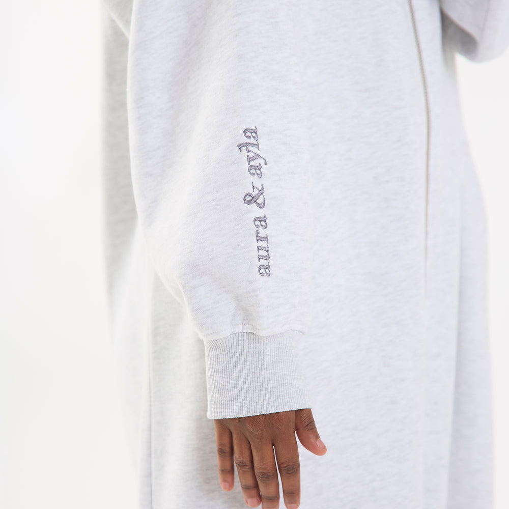 
                      
                        Grey Marl Embroidered Longline Full Length Oversized Zip Up Hoodie
                      
                    