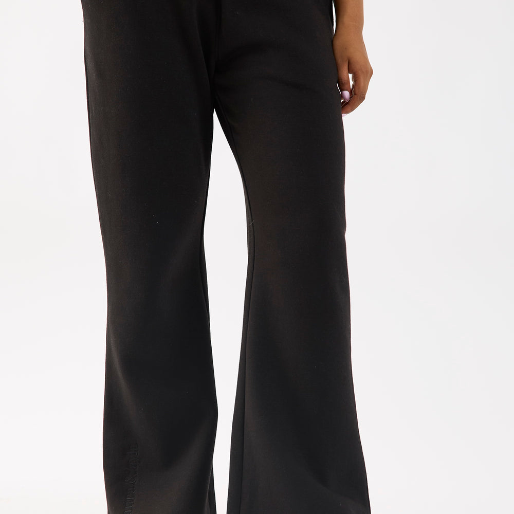 Black Embroidered Wide Leg Joggers